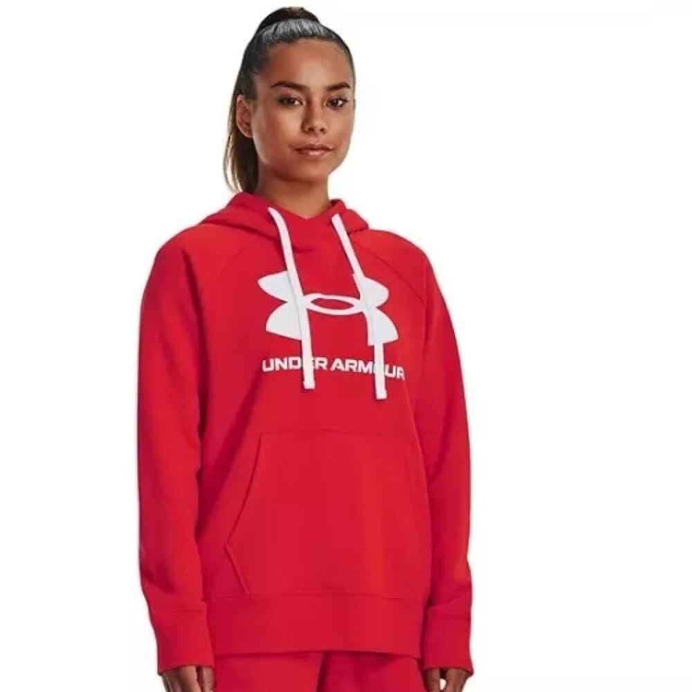 Women's Small Under Armour UA Hoodie Rival Fleece Radio Red NWT $60